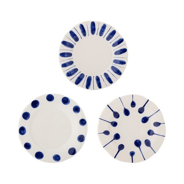 Set di piatti da dolce bianchi/blu in gres 3 pz ø 22 cm Linora – Bloomingville