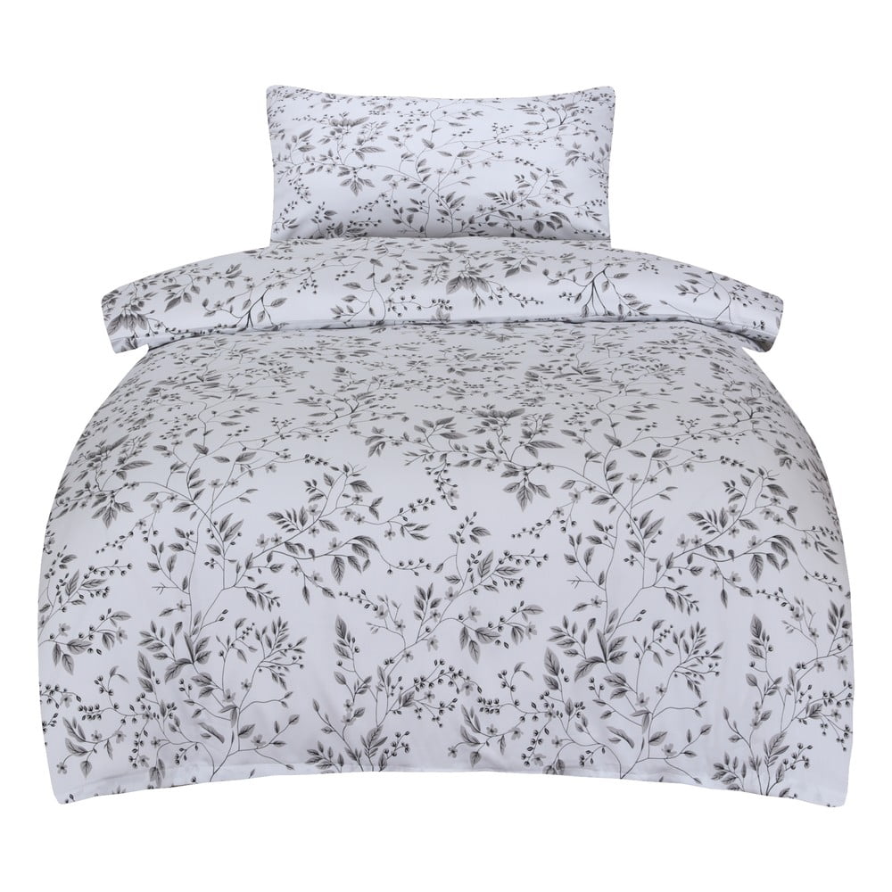 Biancheria da letto grigia in raso di cotone per letto singolo 140x200 cm Gloria – My House | Biancheria da letto