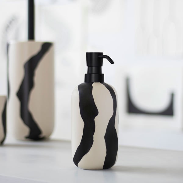 Dispenser di sapone in ceramica bianca e nera 200 ml Icon - Mette Ditmer Denmark-image-2