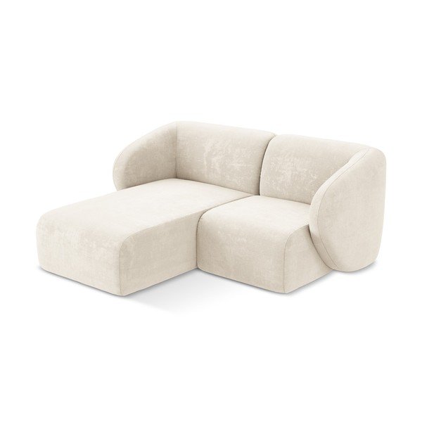 Divano angolare beige (con penisola a sinistra/con chaise lounge) con rivestimento in ciniglia Lani – Makamii-image-2