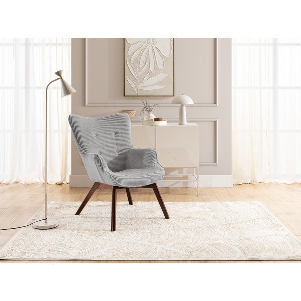 Poltrona grigia con rivestimento in velluto a coste Niko – Ropez-image-4