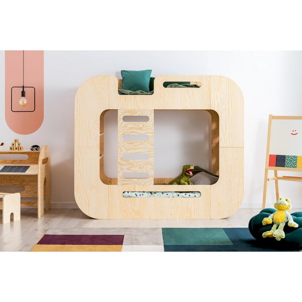 Letto a castello con contenitore 90x200 cm in colore naturale Mundo - Adeko-image-1