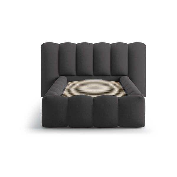 Letto singolo imbottito color antracite con contenitore con rete inclusa 90x200 cm Lupine – Micadoni -image-3