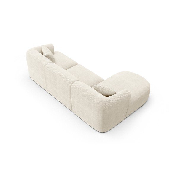 Divano angolare beige (con penisola a sinistra/con chaise lounge) con rivestimento in velluto a coste Campi – Cosmopolitan Design-image-3