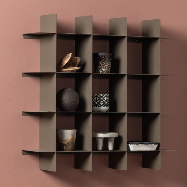 Mensola marrone in metallo con ripiani multipli 60 cm Brik – WOOOD-image-1