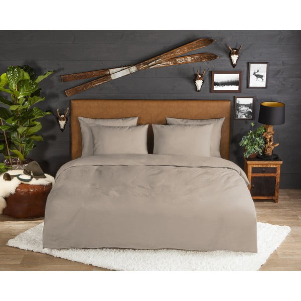 Biancheria da letto marrone in flanella per letto matrimoniale/per letto prolungato 200x220 cm – Good Morning-image-1