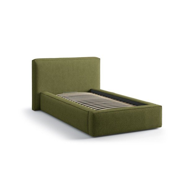 Letto singolo imbottito verde con contenitore con rete inclusa 90x200 cm Jodie – Micadoni -image-2