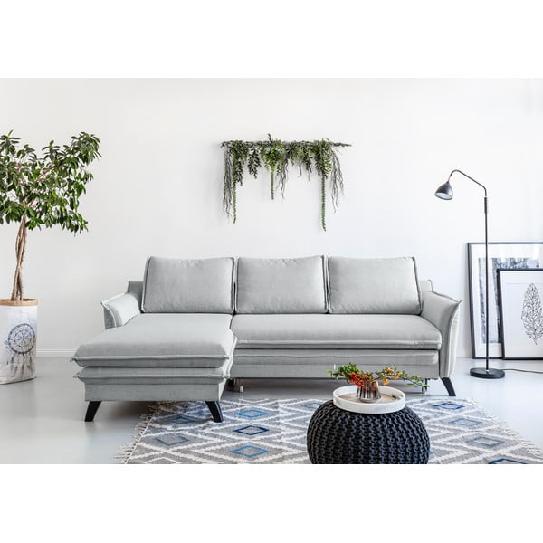 Divano letto angolare grigio chiaro, angolo sinistro Charming Charlie - Miuform-image-1
