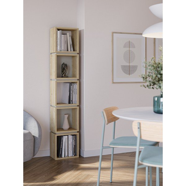 Libreria in rovere decorato in colore verde-naturale 32x167 cm Lofty - Marckeric-image-1