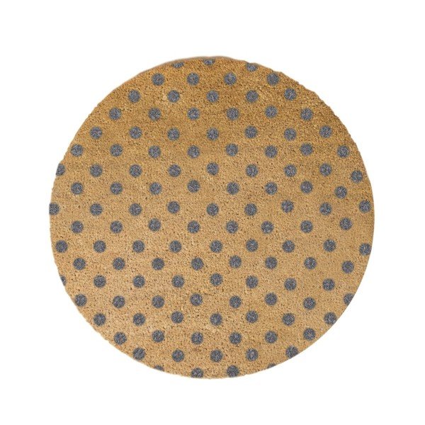 Tappeto rotondo grigio in cocco naturale Dots, ⌀ 70 cm - Artsy Doormats