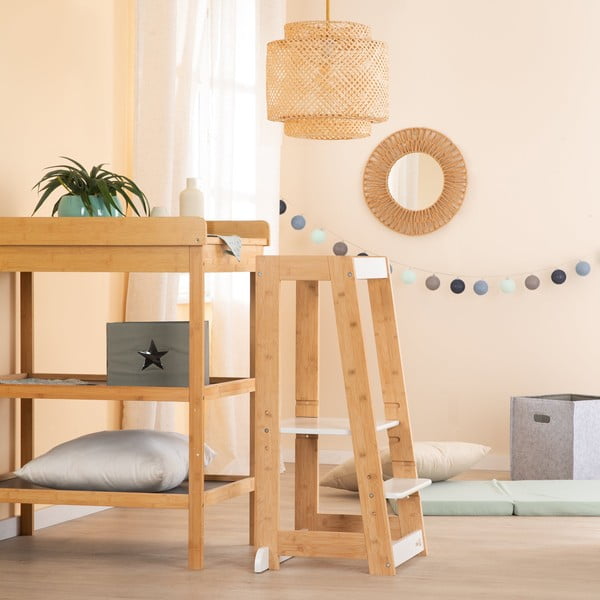 Torre di apprendimento bianca in bambù – Roba-image-1