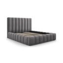 Letto matrimoniale imbottito grigio con contenitore con griglia 180x200 cm Kelp - Micadoni Home
