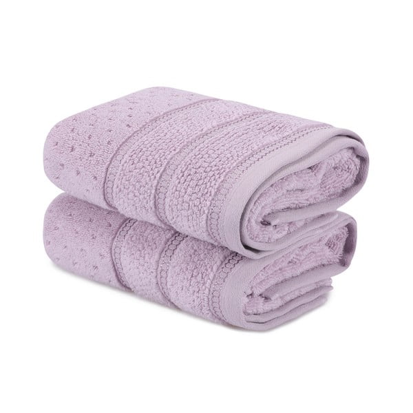 Set di 2 asciugamani in cotone viola, 50 x 90 cm Arella - Foutastic-image-2