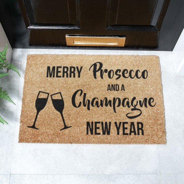 Zerbino in cocco con motivo natalizio 40x60 cm Champagne New Year - Artsy Doormats-image-2
