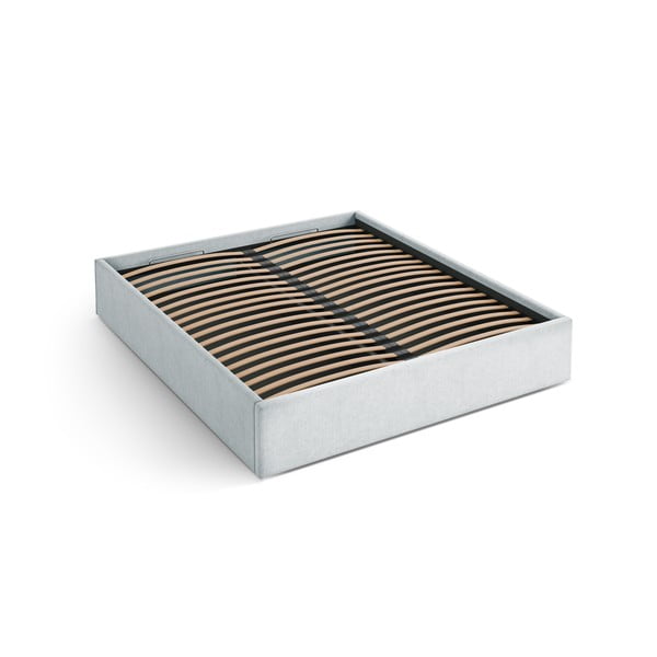 Letto matrimoniale imbottito grigio chiaro con contenitore/senza testiera con rete inclusa 160x200 cm Susan – Micadoni 