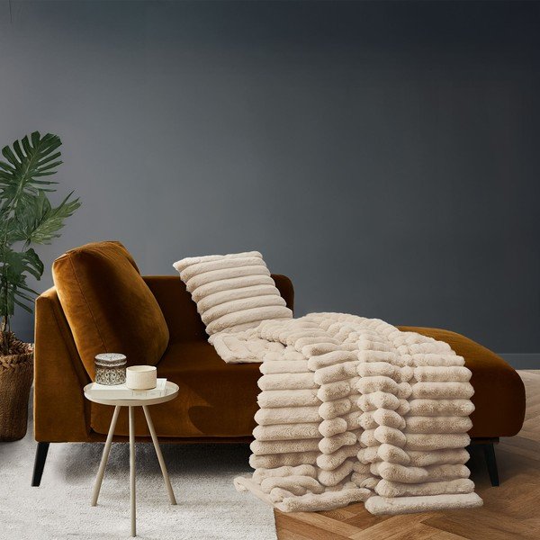 Coperta beige in micropile 180x220 cm Boudoir – douceur d'intérieur-image-1