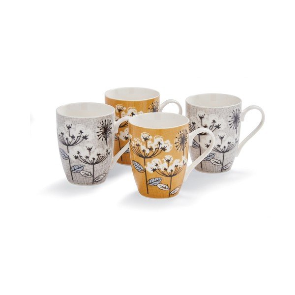 Sada 4 porcelánových hrnků Cooksmart England Retro, 350 ml