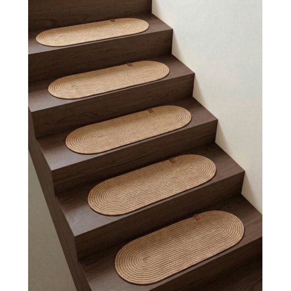 Set di tappeti per scale di colore naturale 16 pz 25x65 cm Milo – Vitaus-image-1