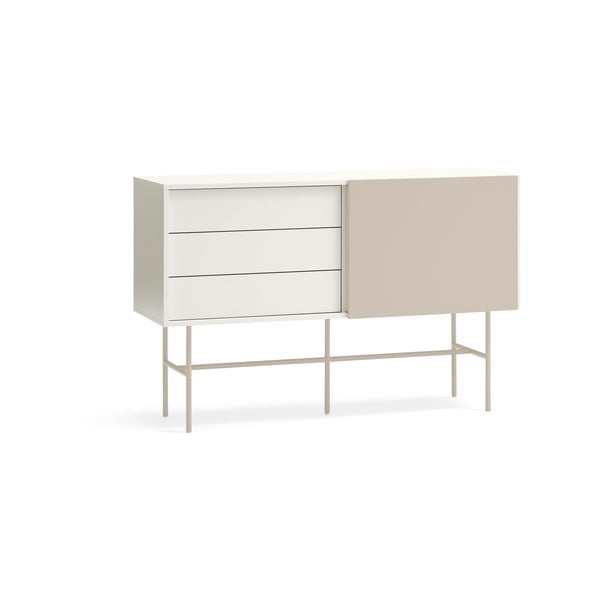 Cassettiera beige/color crema con porte scorrevoli 140x91x45 cm Nube – Teulat-image-2