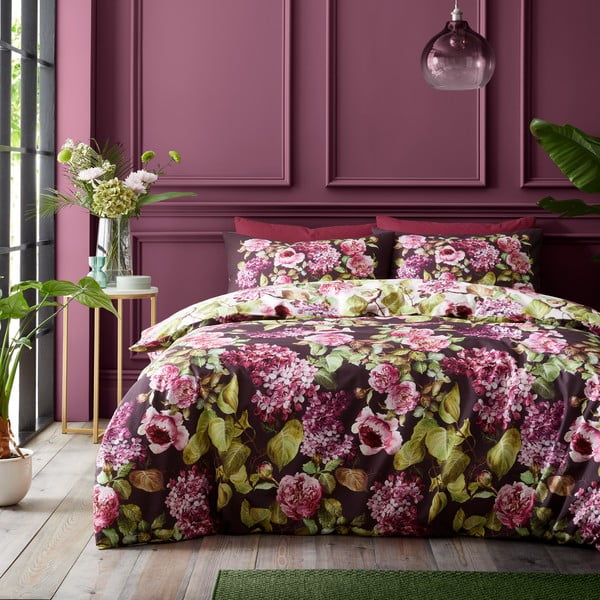 Biancheria da letto viola in cotone per letto singolo 135x200 cm Pia Floral – RHS-image-1