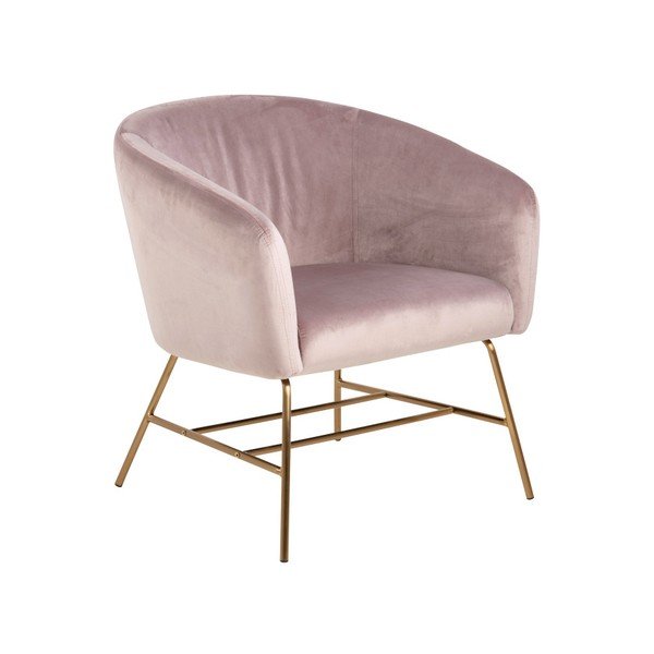 Poltrona in velluto rosa cipria Ramsey - Actona-image-2