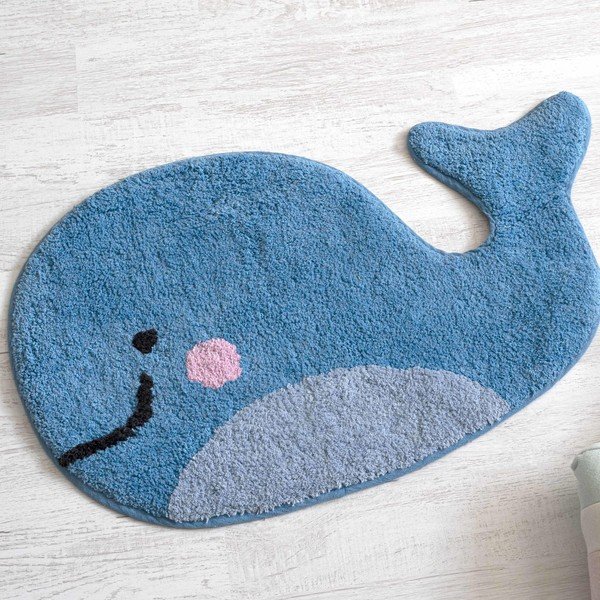Tappeto da bagno in cotone blu, 69 x 44 cm Blue Whale - Mr. Fox-image-1