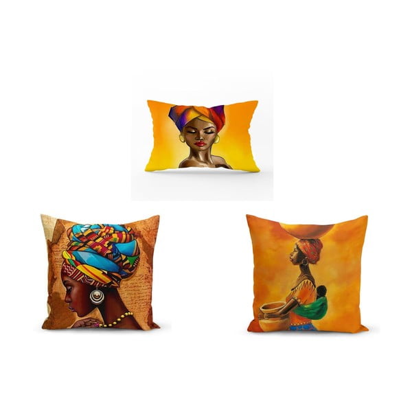 Set di 3 federe Cultura africana, 45 x 45 cm - Minimalist Cushion Covers