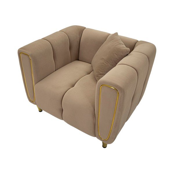 Poltrona grigio tortora con poggioli/con gambe con rivestimento in velluto Alma – Mauro Ferretti-image-4