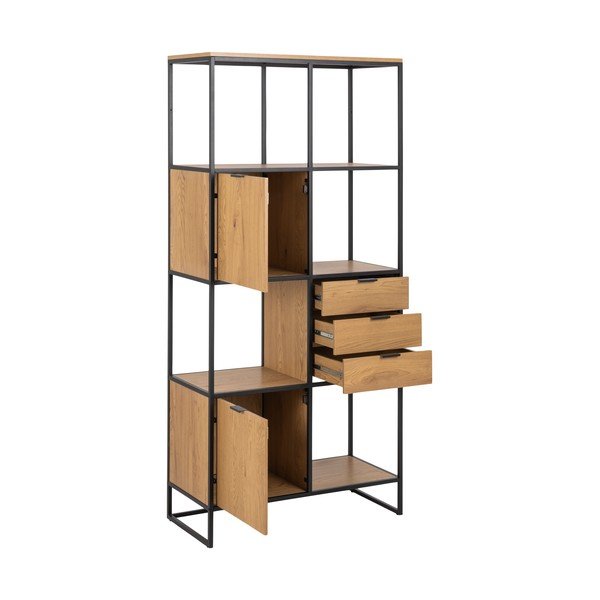 Libreria nera in rovere 85x183 cm Swindon - Actona-image-3