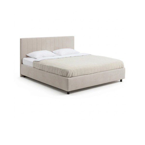 Letto matrimoniale imbottito beige con contenitore con rete inclusa 180x200 cm Myra Slim Line – Bonami Selection