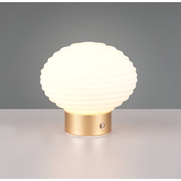 Lampada da tavolo LED dimmerabile in bianco e oro con paralume in vetro (altezza 14,5 cm) Earl - Reality-image-1
