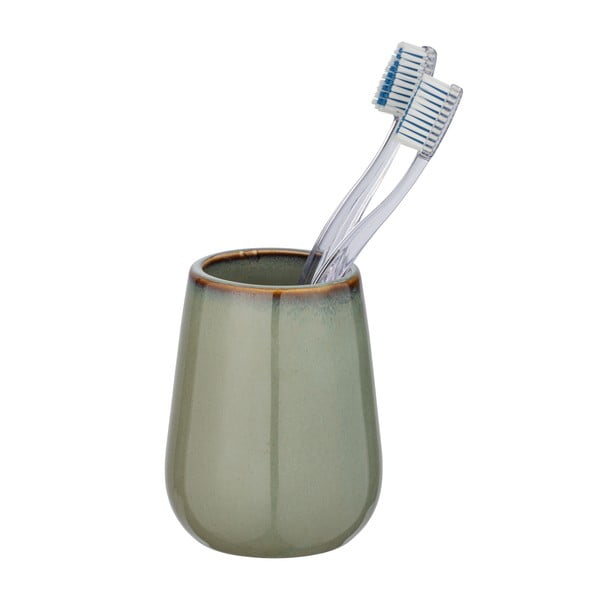 Tazza in ceramica verde per spazzolini da denti Sirmione - Wenko-image-1