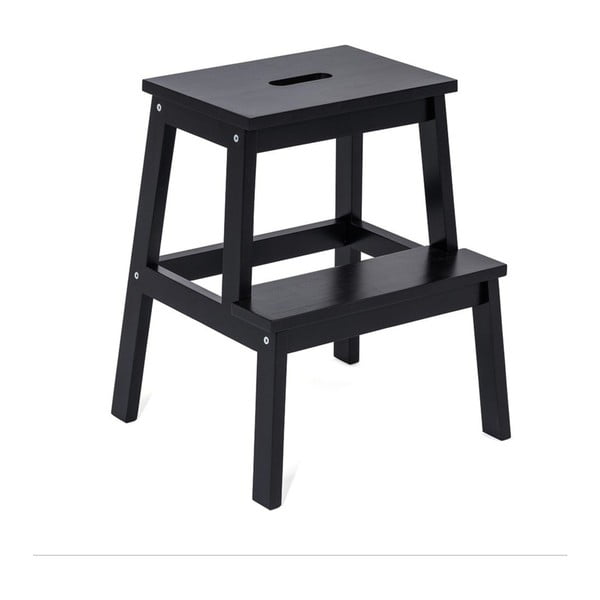 Sgabello in legno di gomma nero Corg - Bonami Essentials