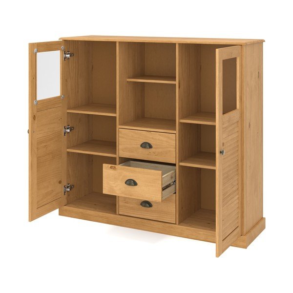 Armadietto colore naturale chiaro in pino massiccio 127x116x38 cm Edith – Støraa-image-4