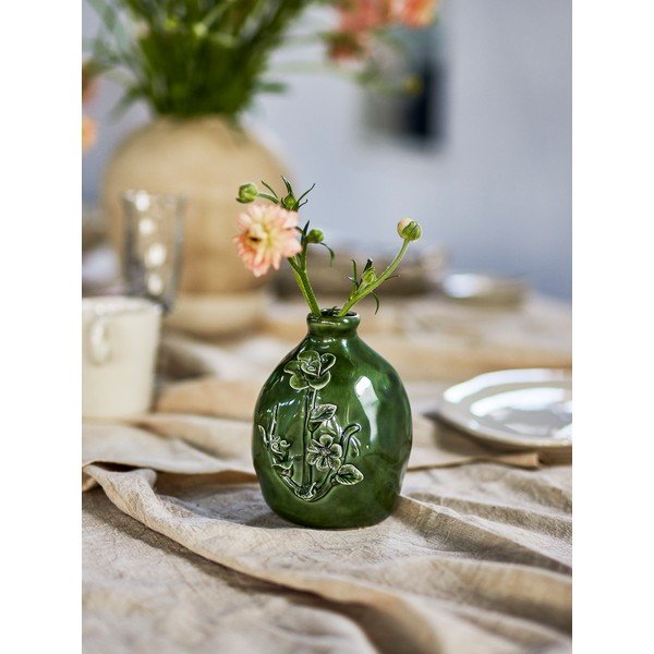 Vaso verde in gres (altezza totale 13,5 cm) Ramia – Bloomingville-image-1