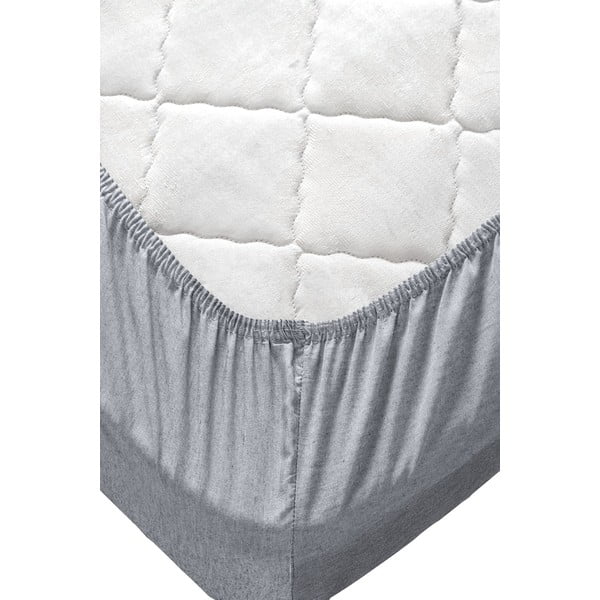 Lenzuolo matrimoniale in cotone/esteso con lenzuolo a benzina/grigio 200x220 cm - Mila Home-image-3