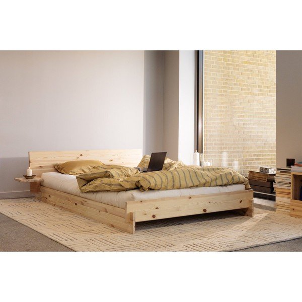 Letto matrimoniale colore naturale chiaro in pino massiccio con rete inclusa 160x200 cm Latch – Karup-image-1