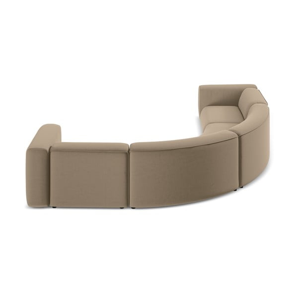 Divano angolare beige con rivestimento in velluto Ekahi – Makamii-image-4