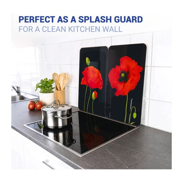 Set di 2 coperchi per stufe in vetro temperato 52x30 cm Poppy - Maximex-image-2