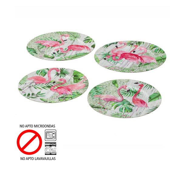 Set di 4 piatti Unimasa Flamingos - Casa Selección-image-2