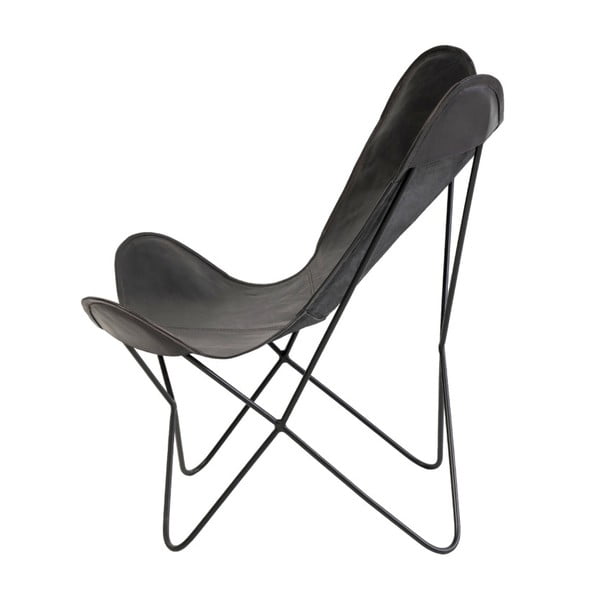 Poltrona a farfalla in pelle nera Farfalla - sømcasa-image-3