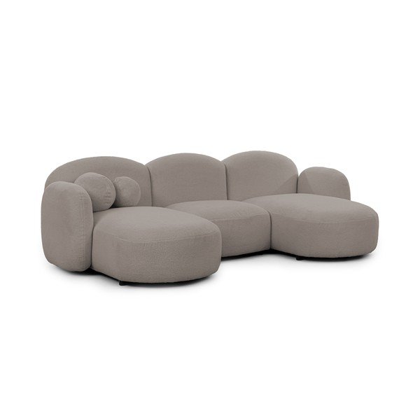 Divano angolare grigio (a U) con rivestimento in bouclé Orbit – Ropez