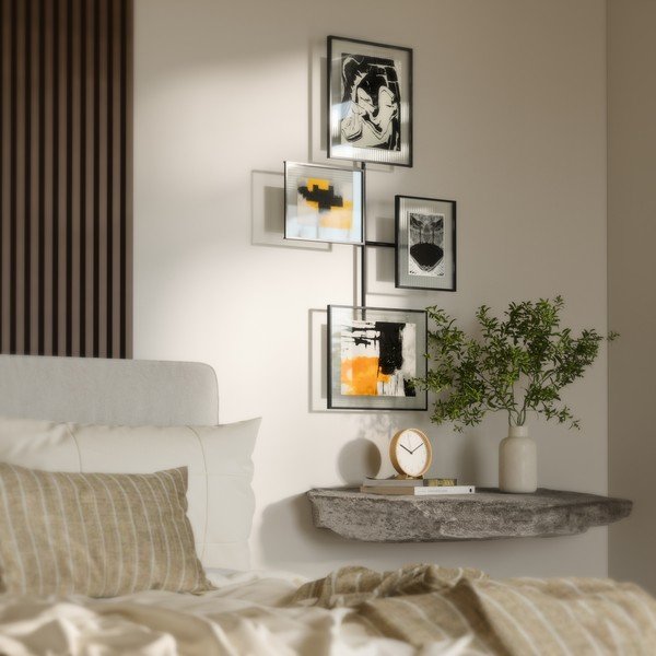 Cornice nera lucida in metallo/in vetro da appendere 57x99 cm Flute – Umbra-image-3