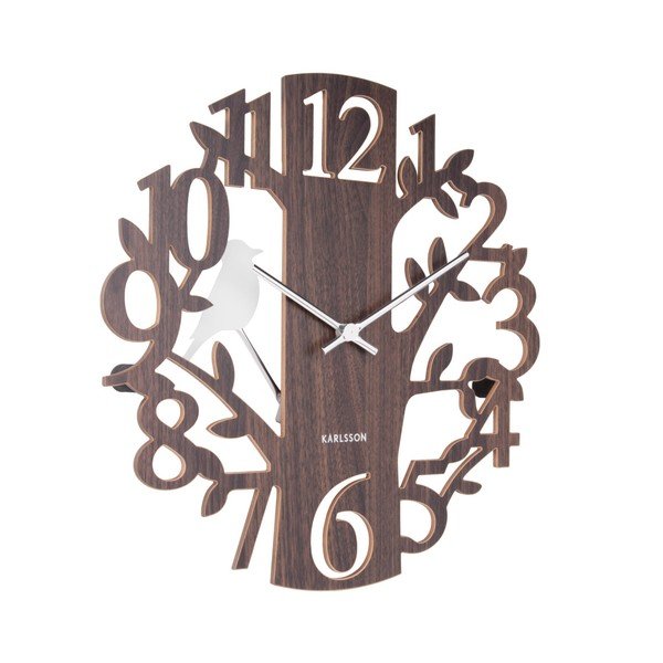 Hnědé nástěnné hodiny Karlsson Woodpecker, ⌀ 40 cm-image-1