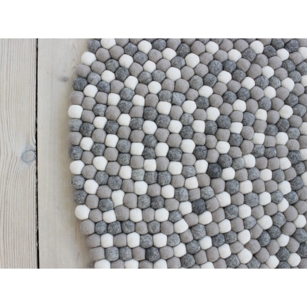 Tappeto in lana grigio chiaro, ⌀ 90 cm Ball Rugs - Wooldot