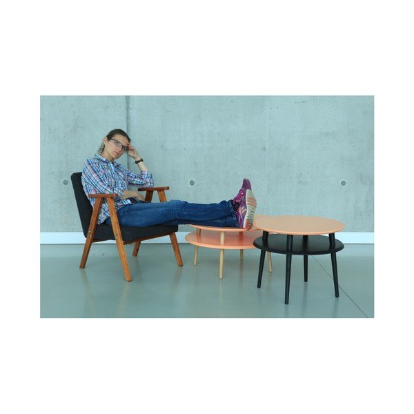 Tavolino grigio scuro con gambe nere UFO, Ø 57 cm - Ragaba-image-1