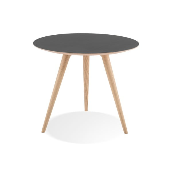 Tavolino in legno di quercia con piano nero , ⌀ 55 cm Arp - Gazzda