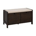 Scarpiera con seduta colore naturale scuro in rovere massiccio 80x47x41 cm Hillmond – Rowico