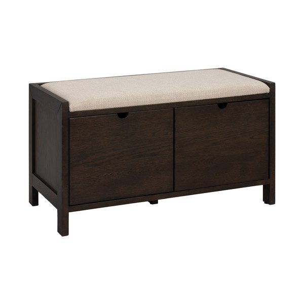 Scarpiera con seduta colore naturale scuro in rovere massiccio 80x47x41 cm Hillmond – Rowico