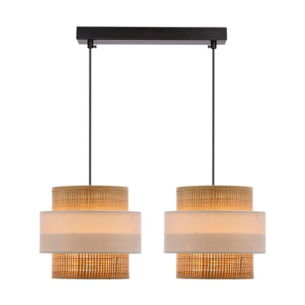 Lampada a sospensione con paralume in rattan bianco e naturale ø 20 cm Rattan - Candellux Lighting-image-1